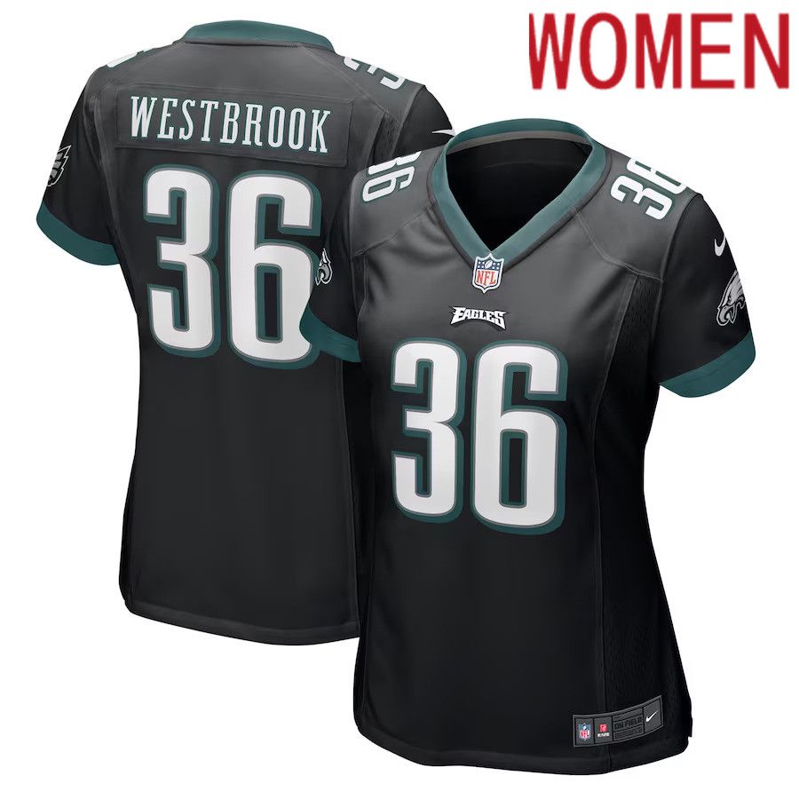 Women Philadelphia Eagles #36 Brian Westbrook Nike Black Retired Game NFL Jersey->women nfl jersey->Women Jersey